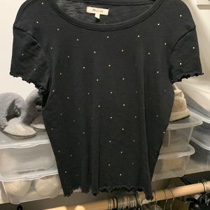 Madewell black shirt with gold dots